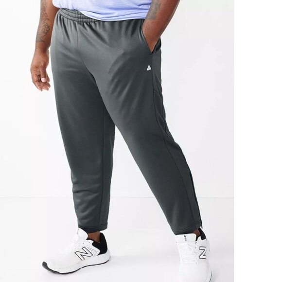 Mens Joggers 3XLT Tall Track Pants Gray Zip Leg Fleece Lined Drawstring Tek Gear - Picture 1 of 6